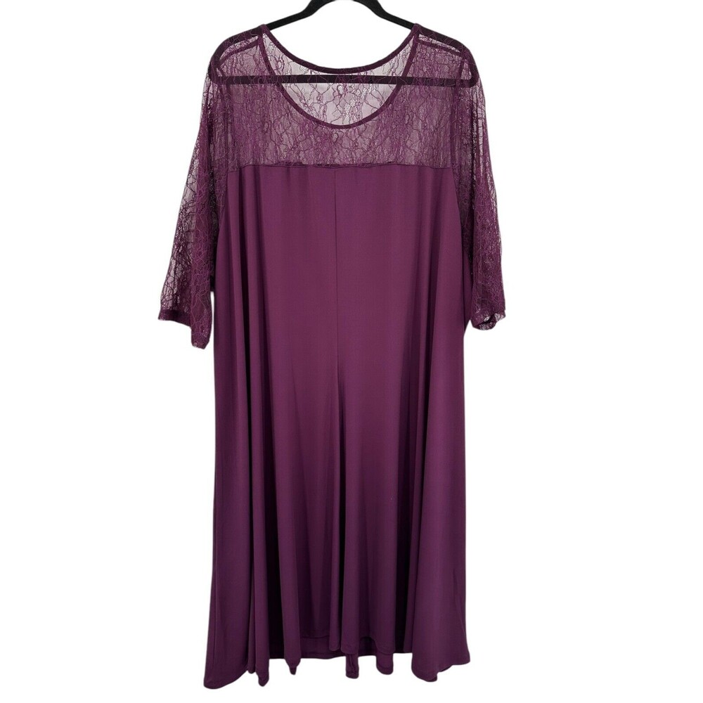Romans Dress 34/36 4X Day to Dinner Purple Lace Shift Knee Length Romantic Date
